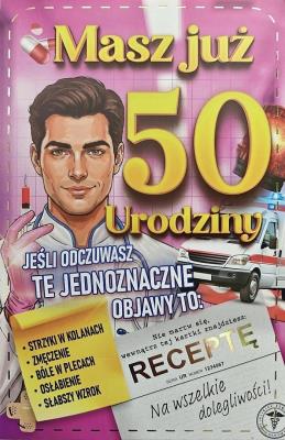Opakowanie Karnet Urodzinowy damski z receptą 50