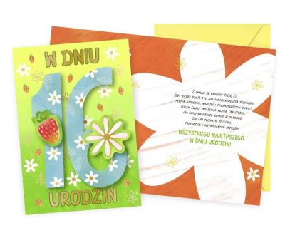 Opakowanie Karnet Urodziny 16