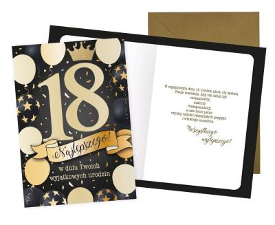 Opakowanie Karnet Urodziny 18