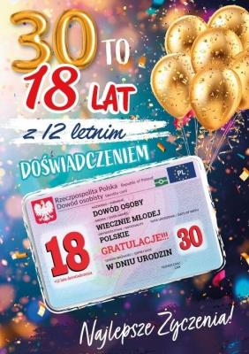 Opakowanie Karnet Urodziny 30