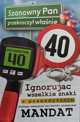 Opakowanie Karnet Urodziny 40