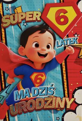 Opakowanie Karnet Urodziny 6 chłopiec - Superbohater