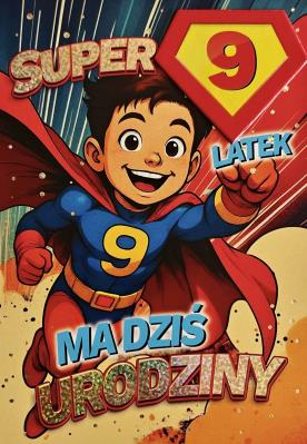 Opakowanie Karnet Urodziny 9 chłopiec - Superbohater
