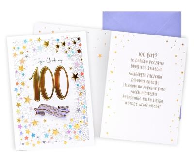 Opakowanie Karnet Urodziny gwiazdki 100