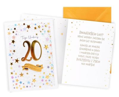 Opakowanie Karnet Urodziny gwiazdki 20