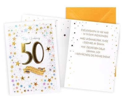 Opakowanie Karnet Urodziny gwiazdki 50