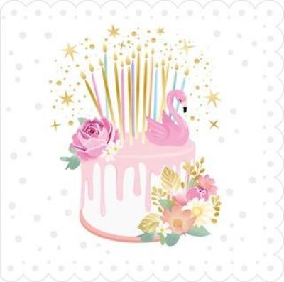 Opakowanie Karnet Urodziny - Lace Flamingo Cake