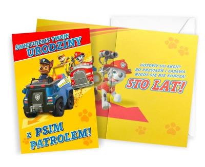 Karnet Urodziny Psi Patrol chłopiec. Wydawca: Kukartka. SmakLiter.pl Opakowanie Karnet Urodziny Psi Patrol chłopiec
