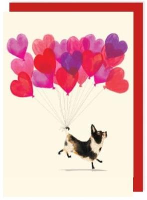 Opakowanie Karnet V002 Walentynki Pies z balonami