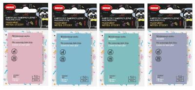 Opakowanie Karteczki samoprzylepne przeźroczyste 50szt mix