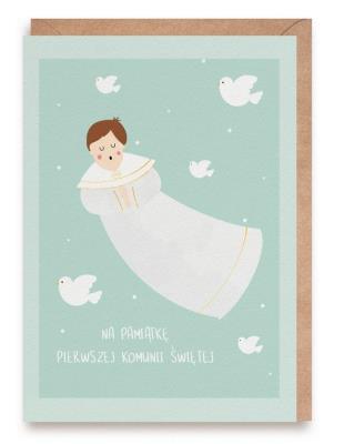 Opakowanie Kartka okolicznościowa Komunia chłopiec, eko K174