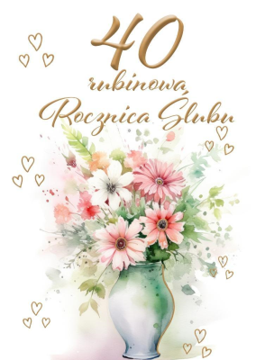 Kartka okolicznościowa Rocznica ślubu 40. Wydawca: Trend. SmakLiter.pl Opakowanie Kartka okolicznościowa Rocznica ślubu 40