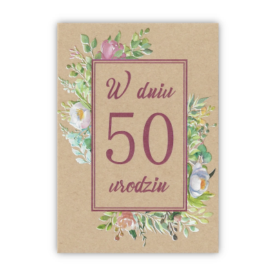 Kartka okolicznościowa Urodziny 50. Wydawca: Trend. SmakLiter.pl Opakowanie Kartka okolicznościowa Urodziny 50