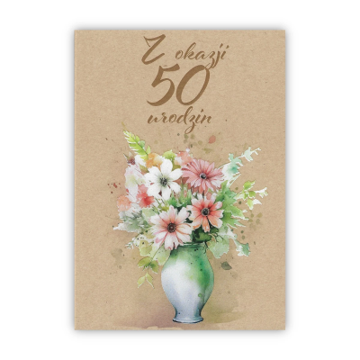 Kartka okolicznościowa Urodziny 50. Wydawca: Trend. SmakLiter.pl Opakowanie Kartka okolicznościowa Urodziny 50