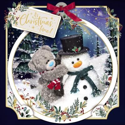 Opakowanie Kartka świąteczna 3D - Miś z bałwankiem