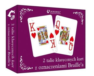 Karty klasyczne ze znakami Braille'a. Wydawca: Kukuryku. SmakLiter.pl Opakowanie Karty klasyczne ze znakami Braille'a