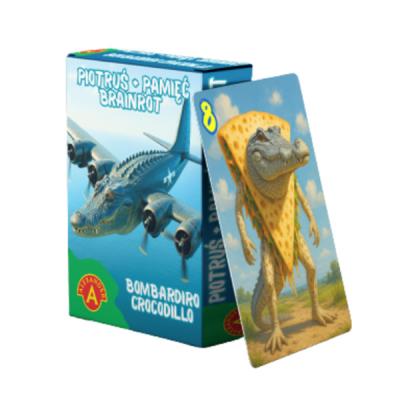 Karty Piotruś + Pamięć Brainrot Bombardiro Crocodillo. Wydawca: ALEXANDER GRY. SmakLiter.pl Opakowanie Karty Piotruś + Pamięć Brainrot Bombardiro Crocodillo