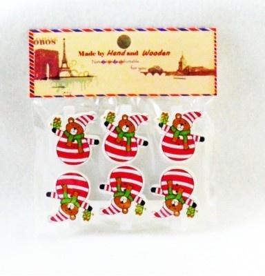 Opakowanie Klamerki ozdobne zimowe Miś 6szt