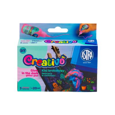 Opakowanie Klej brokatowy świecący w ciemności Astra Creativo 5x20ml