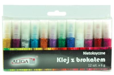 Opakowanie Klej z brokatem 6ml 12 kolorów