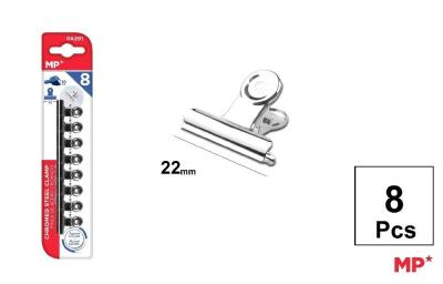 Klipsy biurowe metalowe srebrne 22mm 8szt. Wydawca: MP Main Paper. SmakLiter.pl Opakowanie Klipsy biurowe metalowe srebrne 22mm 8szt