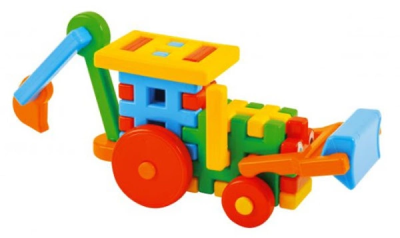 Klocki konstrukcyjne Koparka. Wydawca: Bączek. SmakLiter.pl Opakowanie Klocki konstrukcyjne Koparka