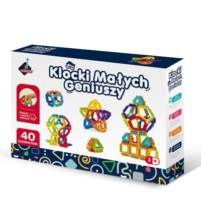 Klocki małych geniuszy Geometryczne Szczotki 40 elementów. Wydawca: Askato. SmakLiter.pl Opakowanie Klocki małych geniuszy Geometryczne Szczotki 40 elementów