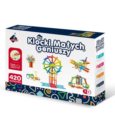 Klocki małych geniuszy Patyki 420 elementów. Wydawca: Askato. SmakLiter.pl Opakowanie Klocki małych geniuszy Patyki 420 elementów