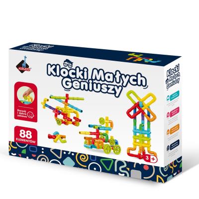 Klocki małych geniuszy Złączki 88 elementów. Wydawca: Askato. SmakLiter.pl Opakowanie Klocki małych geniuszy Złączki 88 elementów