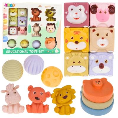 Zdjęcie produktu Klocki sensoryczne zwierzątka miękka eko guma 18el