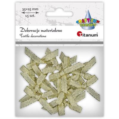 Opakowanie Kokardki materiałowe złote 35x25mm 15szt
