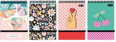 Opakowanie Kołonotes A6 UV 96k. kratka zamykany na gumkę 1szt.mix