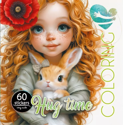 Opakowanie Kolorowanka z naklejkami 200x200 Przytulanie królik