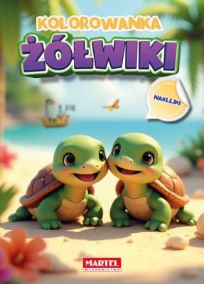 Kolorowanka Żółwiki z naklejkami. Autor: Maciej Ratajczyk. SmakLiter.pl Okładka książki Kolorowanka Żółwiki z naklejkami