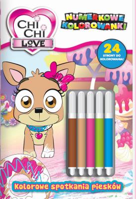 Kolorowe spotkania piesków. Chi Chi love. Numerkowe kolorowanki. Autor: Opracowanie zbiorowe. SmakLiter.pl Okładka książki Kolorowe spotkania piesków. Chi Chi love. Numerkowe kolorowanki