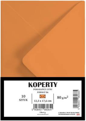 Koperty B6 pomarańczowe 10szt. Wydawca: Henry. SmakLiter.pl Opakowanie Koperty B6 pomarańczowe 10szt