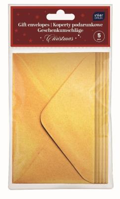 Opakowanie Koperty podarunkowe Christmas Gold 22x11cm 5szt