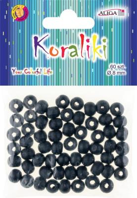 Opakowanie Koraliki drewniane czarne 8mm 60szt