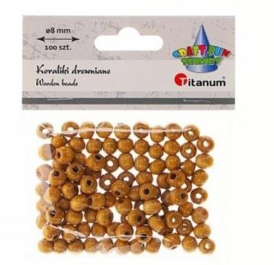 Koraliki drewniane lakierowane brązowe 1000szt. Wydawca: Titanum. SmakLiter.pl Opakowanie Koraliki drewniane lakierowane brązowe 1000szt