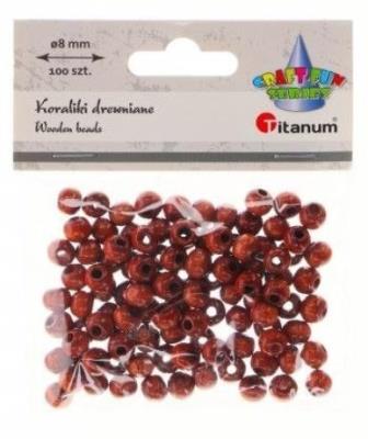 Koraliki drewniane lakierowane brązowe 100szt. Wydawca: Titanum. SmakLiter.pl Opakowanie Koraliki drewniane lakierowane brązowe 100szt