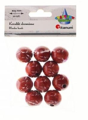 Koraliki drewniane lakierowane brązowe 10szt. Wydawca: Titanum. SmakLiter.pl Opakowanie Koraliki drewniane lakierowane brązowe 10szt