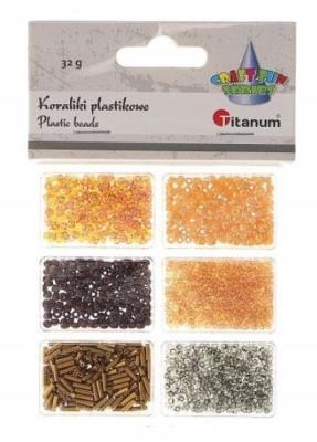 Koraliki plastikowe 6 rozmiarów 32g. Wydawca: Titanum. SmakLiter.pl Opakowanie Koraliki plastikowe 6 rozmiarów 32g