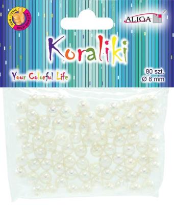Opakowanie Koraliki plastikowe opalizujące perłowe 8mm 80szt