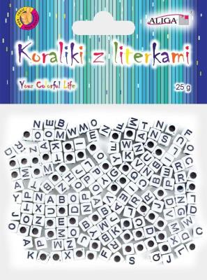 Opakowanie Koraliki plastikowe z literkami 6x6mm 25g