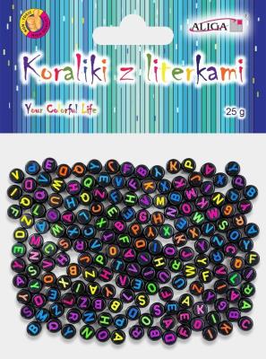 Opakowanie Koraliki plastikowe z literkami 7x4mm 25g