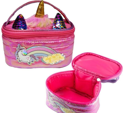 Opakowanie Kosmetyczka puff Jednorożec magenta