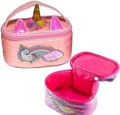 Opakowanie Kosmetyczka puff Jednorożec różowa