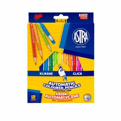 Kredki automatyczne heksagonalne Astra 12 kolorów. Wydawca: ASTRA art-pap. SmakLiter.pl Opakowanie Kredki automatyczne heksagonalne Astra 12 kolorów