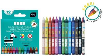 Opakowanie Kredki grafionowe 12 kolorów +1 Bebe Kids
