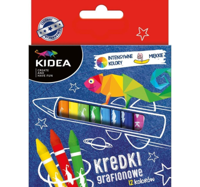 Opakowanie Kredki grafionowe 12 kolorów KIDEA